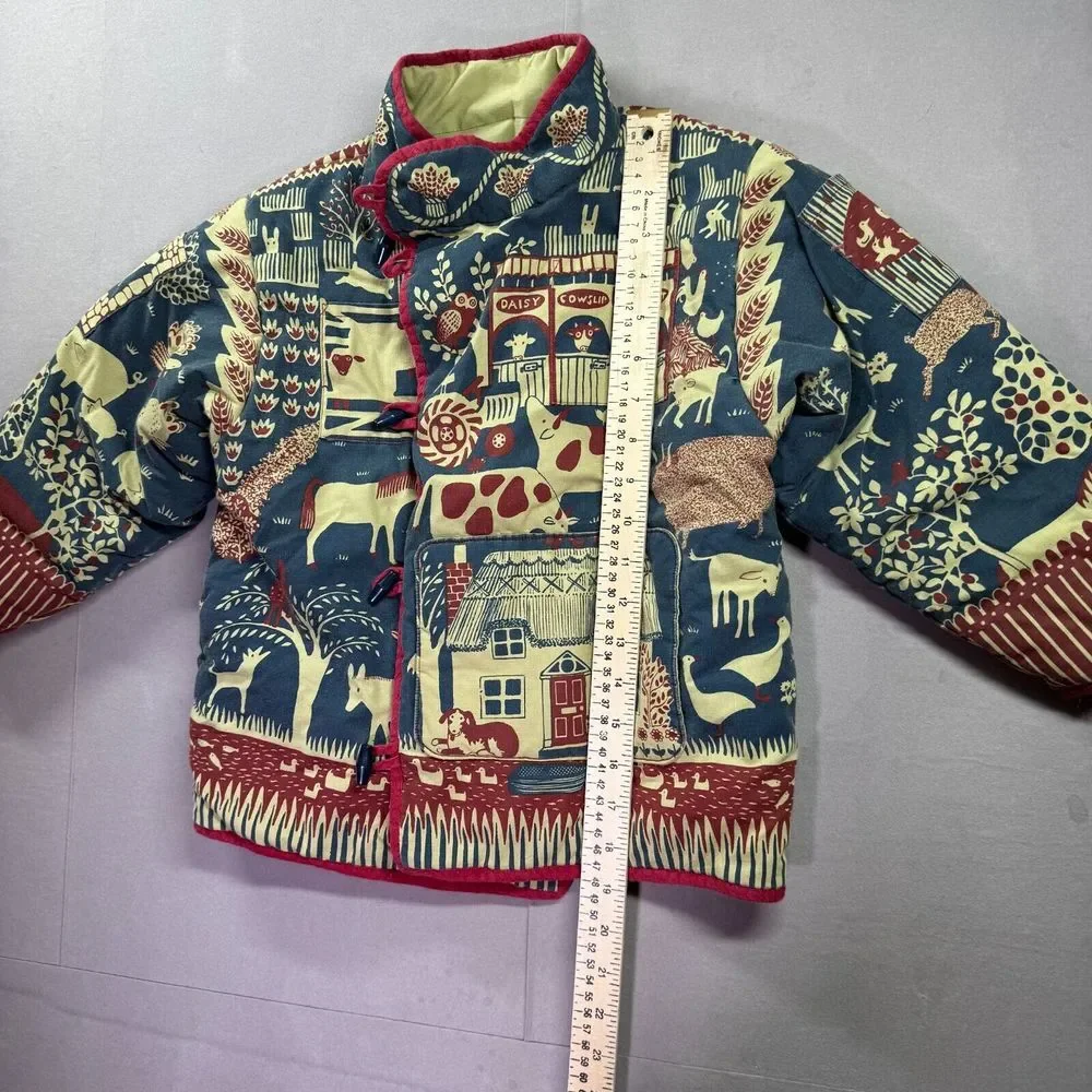 Asian Jacket Kids S/M Cows Horses Quilted Imperial Tang Chinese‎ Toggle Button